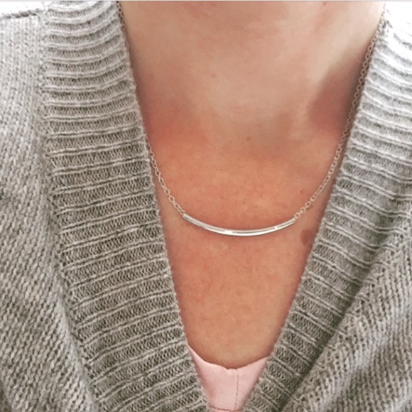 Host Pick New Dainty Silver Bar Crescent Necklace - Picture 2 of 4